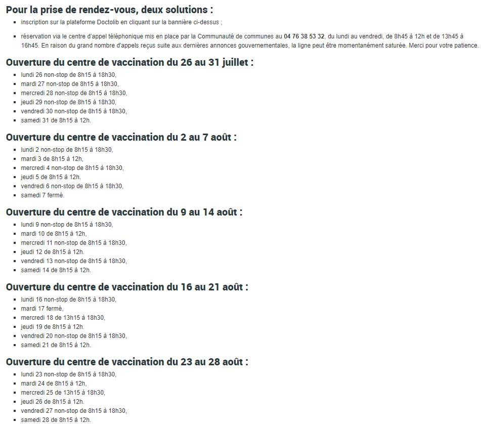 Centre de vaccination 23072021